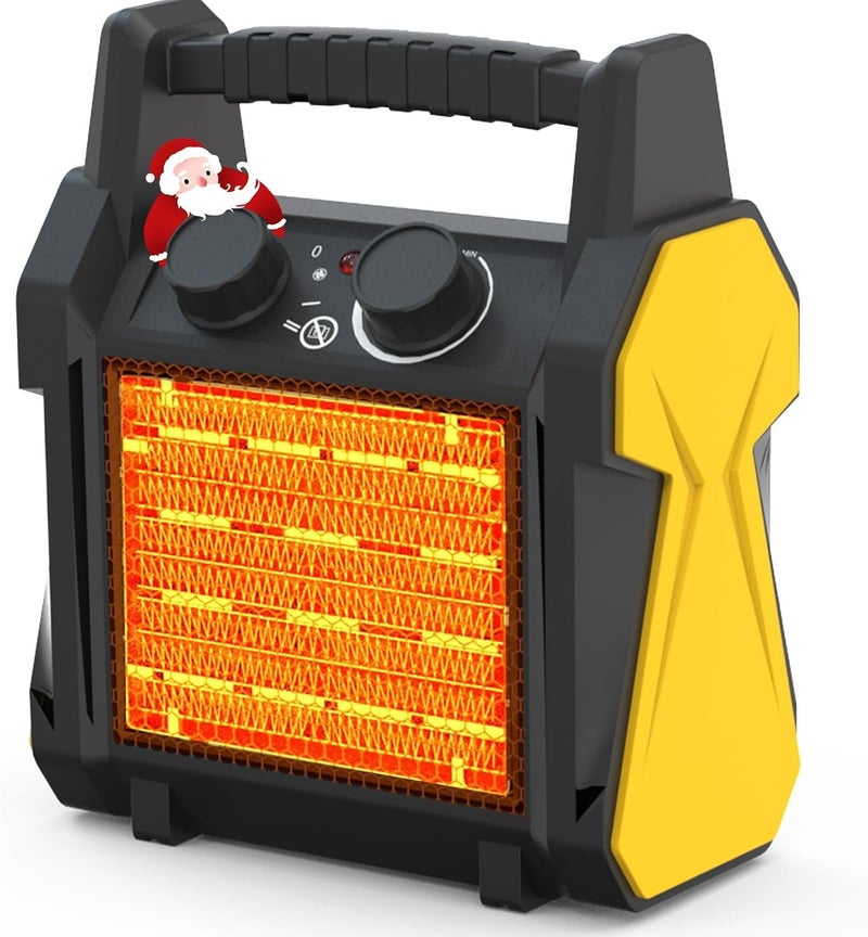 BUYPLUS Outdoor Heater, 1500W Patio Heater for Garage, Portable Electric Space Heaters with Overheat Tip-Over Protection, PTC Ceramic Space Heaters for Garage, Greenhouse, Indoor Outdoor Use,Yellow - Image 1